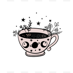 草药矢量图片_茶时间，一杯茶，一杯咖啡。魔法