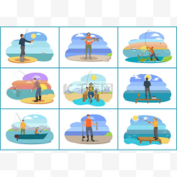 蓝色包围图片_被大自然和海景包围的捕鱼人。图
