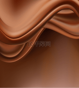 抽象的巧克力背景。折叠奶油巧克