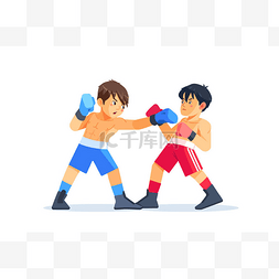 卡通武术背景图片_男孩子们在训练拳击技巧.朋友们