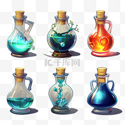 瓶装饰图片_魔法瓶ui图标游戏免扣元素装饰素