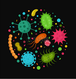 在一个圆圈中的细菌微生物. 