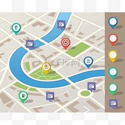 地图PNG图图片_城市地图图与位置的针脚