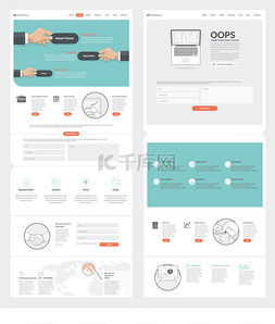 Website template with concept icons for busin