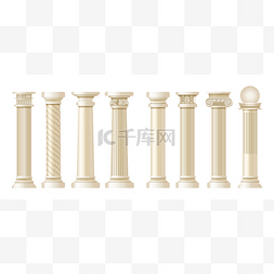 古典风文化墙图片_现实的古柱设置。古董柱，古典柱