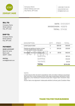 绿色极简主义图片_简单的发票模板