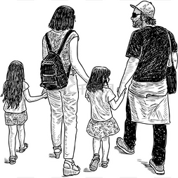 年轻的父母图片_年轻的父母与他们的孩子去散步