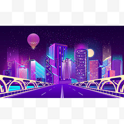 霓虹灯城市背景图片_在霓虹灯的夜晚城市的矢量背景