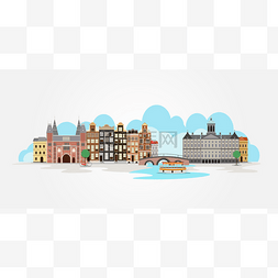 在阿姆斯特丹的旧色彩缤纷建筑物