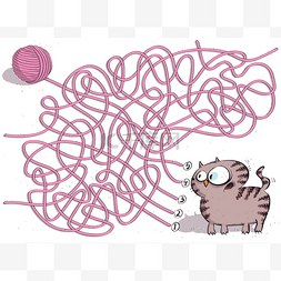 ai宫崎骏的插图图片_猫咪和羊毛球迷宫游戏