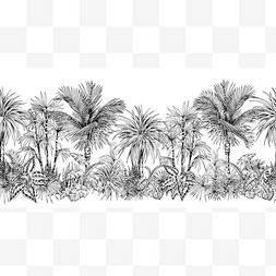 无缝隙的水平边界，有粗糙的棕榈