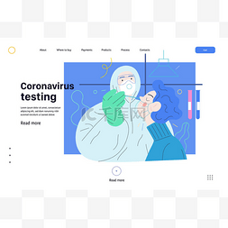 穿着防护服图片_医疗检测网页模板- COVID-19测试