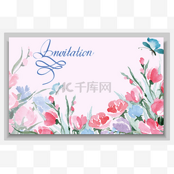 you洗图片_Wedding invitation cards with a watercolor wi