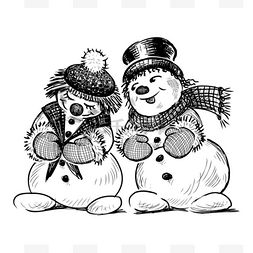12月的时候，一对快乐可爱的雪人