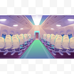 飞机公务舱图片_空空如也的飞机内部有椅子，飞机