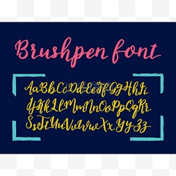 字母复古图片_矢量手绘字母表。Brushpen 字母。复