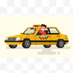 带轮子的包图片_友好的出租车司机在汽车的轮子。