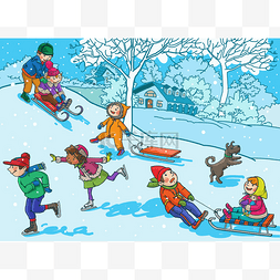 儿童玩雪