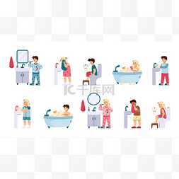 资讯背景图片_卫生间里的儿童用于卫生程序卡通