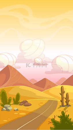 沙漠天空图片_卡通沙漠景观