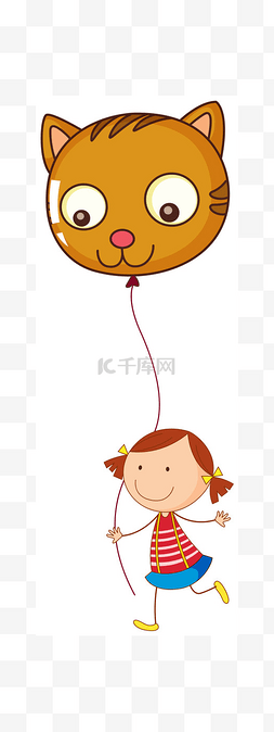 气球图片_一个小女孩拿着猫气球