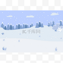 冬天的风景卡通图片_雪山半平缓的矢量图解.冬天的风