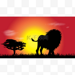 瓦萨图片_在萨瓦娜的狮子的向量剪影.