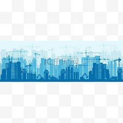 彩色发展城市背景横幅的详细轮廓