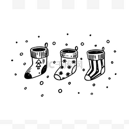 冬季袜子图片_白色背景礼物的冬季袜子。圣诞设