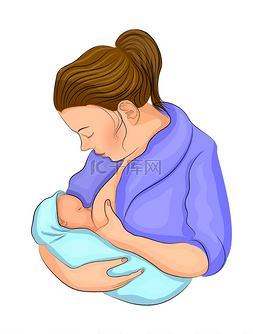 插图妈妈喂养插图图片_母亲和孩子。母乳喂养.