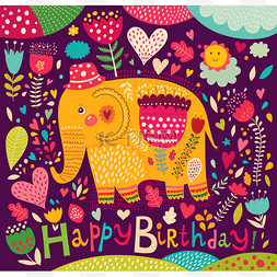 生日贺卡与大象