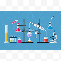 化学玻璃器皿、 实验室.