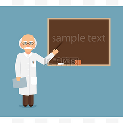 教授、科学家或医生通过指向黑板