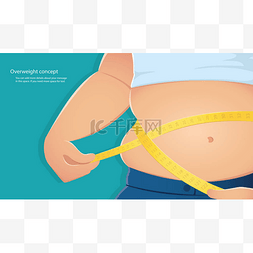 超重失重图片_超重, 脂肪人使用比例测量他的腰