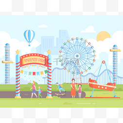 游乐园热气球图片_游乐园-现代平面设计风格矢量图