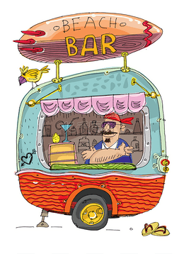 卡通酒吧素材图片_beach bar - cartoon