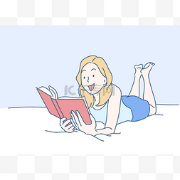 躺在床上看书图片_年轻女人躺在床上看书
