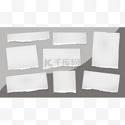 纸片纸片图片_白纸、笔记本纸片和贴在灰色背景