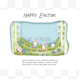 可爱的纸张图片_复活节卡片上有可爱的兔子在森林