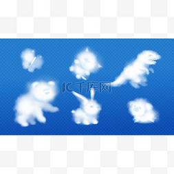 小猪透明png图片_蓝天白云形状可爱的动物