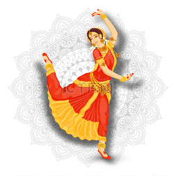 巴拉logo图片_年轻的美丽的印度女舞者表演巴拉