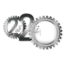 2020年新年。由金属制成的数字。