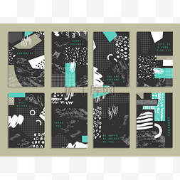 Collection of trendy cards with geometric sha