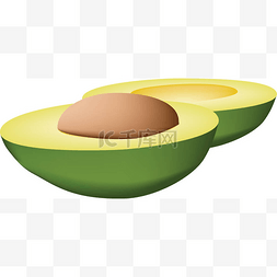 an图片_Two halves of an avocado with a bone, side vi