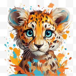 色彩几何动物图片_豹子色彩动物免扣元素装饰素材