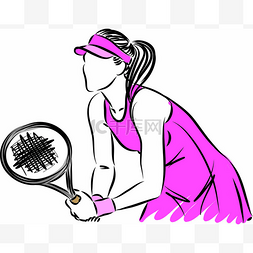 网球矢量图图片_女子网球运动员矢量图