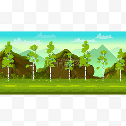 森林和石头 2d 游戏景观为游戏移