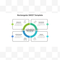 儿童日历模板图片_SWOT图表有4个矩形元素。比较图表,