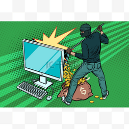 从电脑图片_在线黑客窃取美元金钱从计算机
