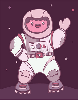降落图片_漫画卡通宇航员男孩在太空服降落
